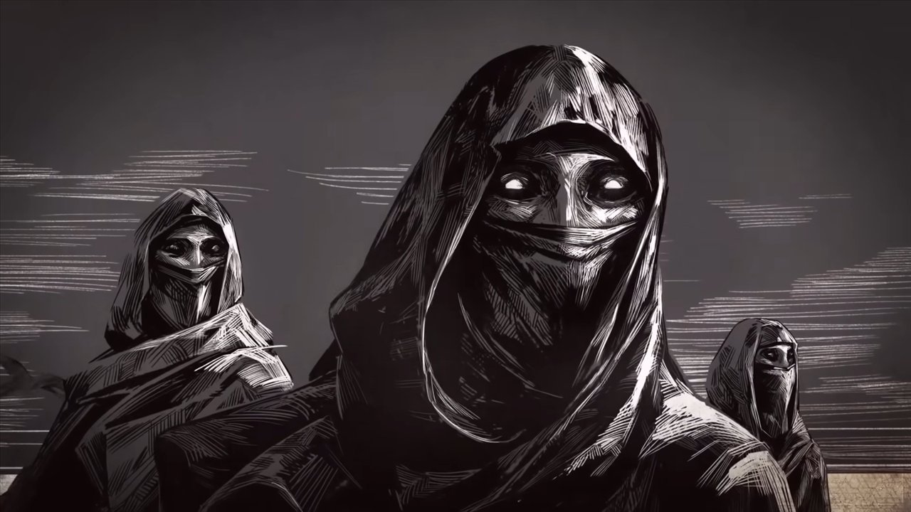 Illustration : des silhouettes voilées au visage masqué