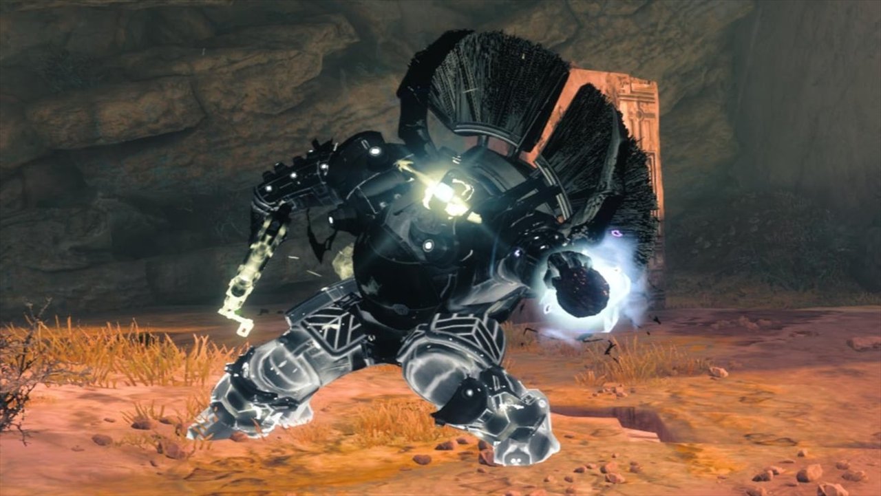 Ta'aurc, Aspect de la guerre : un Colosse corrompu noir et blanc