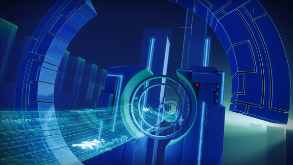 Un anneau de données bleues, un couloir vex