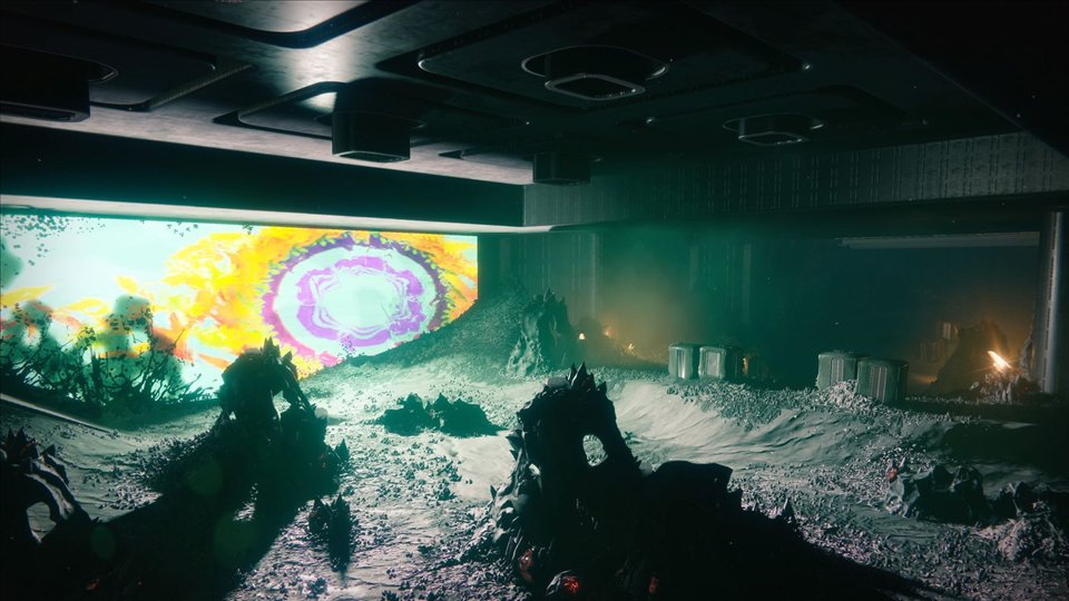 Les Halls de la purulence, un écran allumé au fond