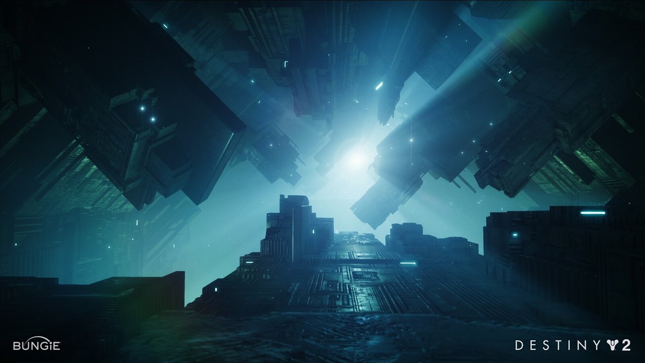 Des structures vex suspendues dans une lumière bleue